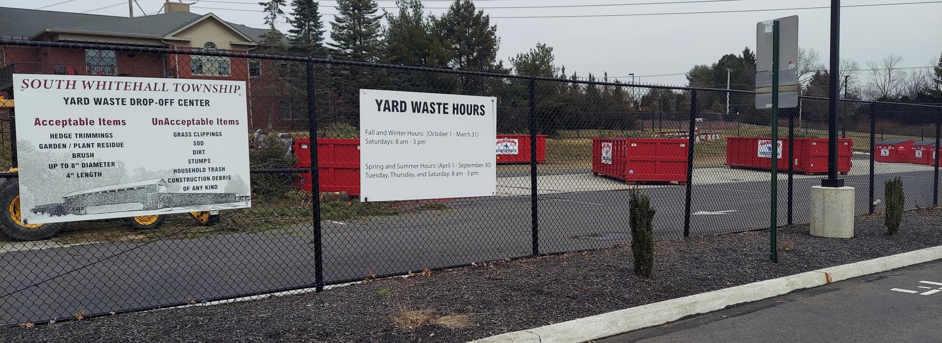 The Yard Waste Center is Now Open on Saturdays from 8 AM until 3 PM.